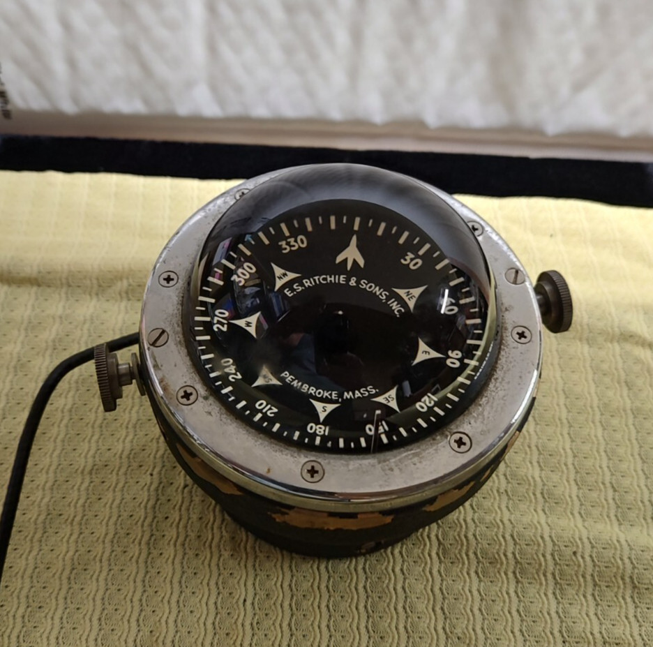 Vintage RITCHIE & SONS Marine Compass With Bracket