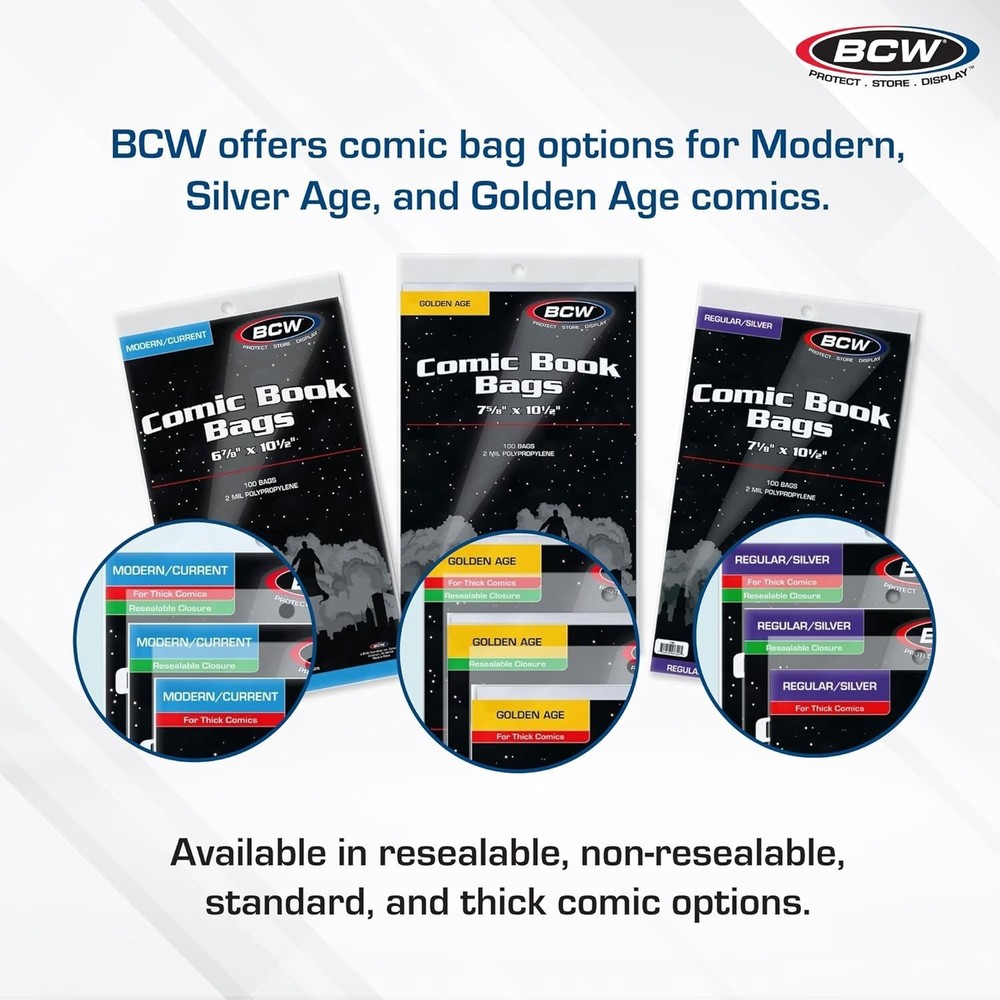 Resealable Silver Age Comic Bags - 100 Count for Impeccable Protection