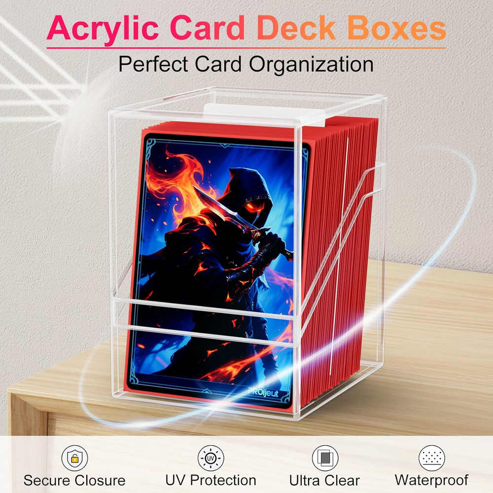 Card Deck Box with Portable Case, 6 Pack Clear Commander Deck Box with 6 Divider