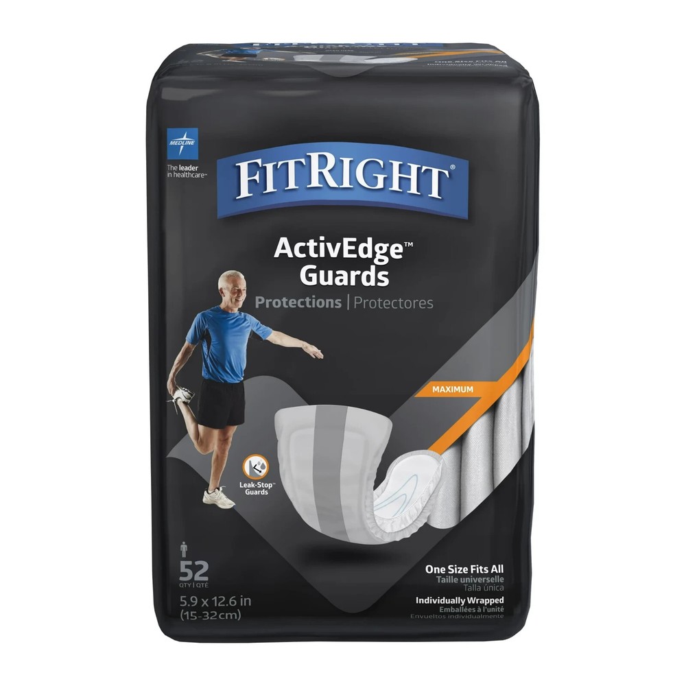 FitRight ActivEdge Bladder Control Guards For Men, 52 ct
