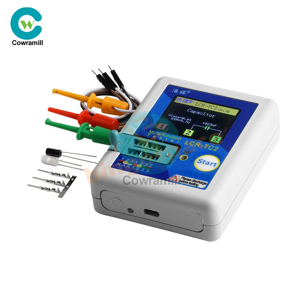 LCR-TC2 Transistor Tester TFT Diode Triode Capacitance Meter V2.3E & Cable Kit