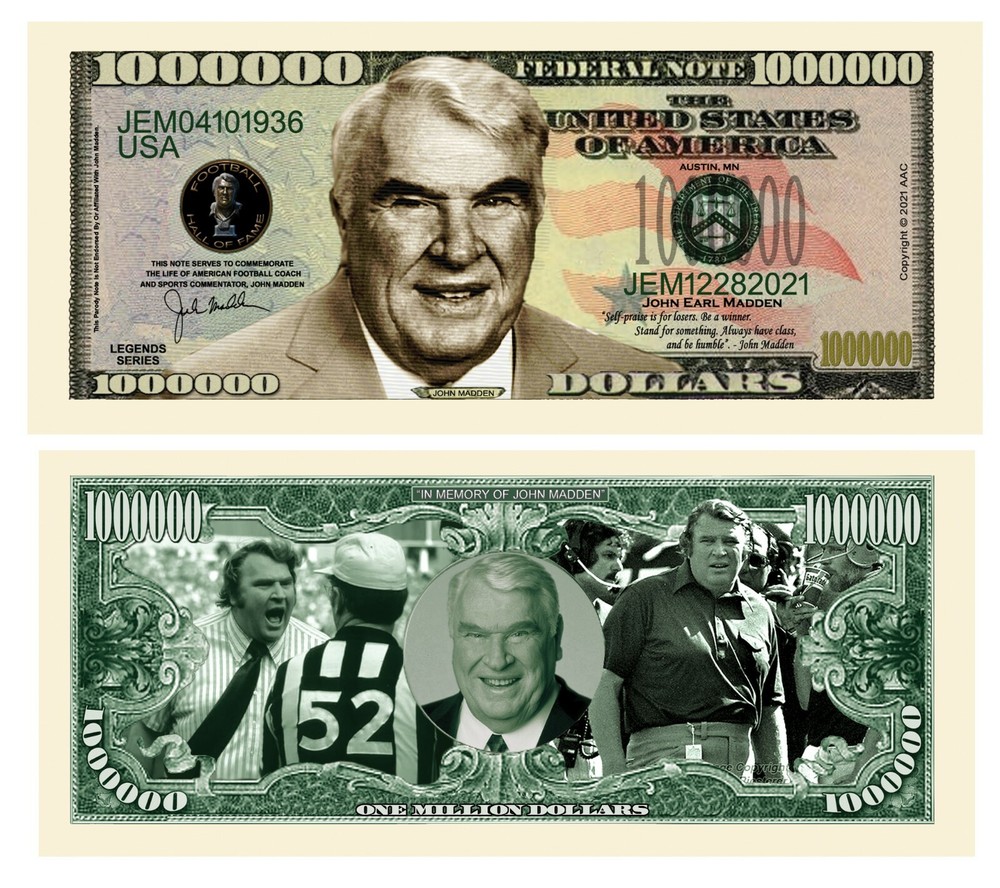 IN MEMORY OF JOHN MADDEN NOVELTY NOTE (25 Bills)