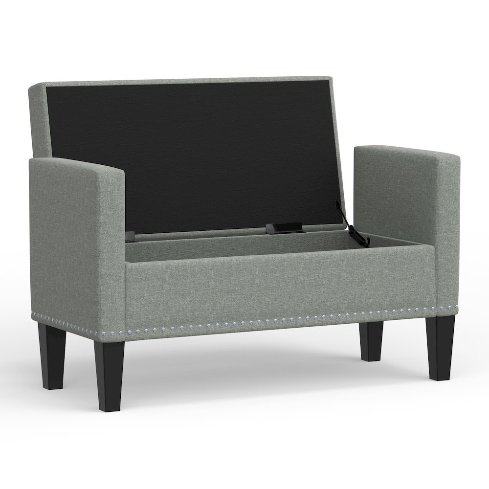 41.5" Storage Bench with Nailhead Trim - Stone (Light Gray)