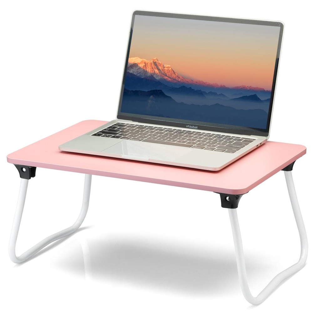 Foldable Lap Desk Portable Bed Table Laptop Stand Lightweight Mini Table, Pink