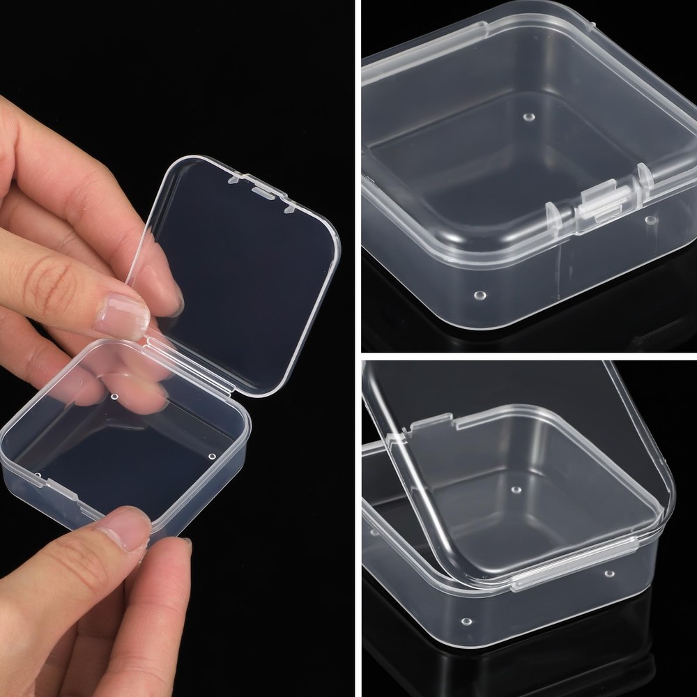 120 Pcs Clear Plastic Beads Storage Containers Box Mini Sizes Rectangular Box...