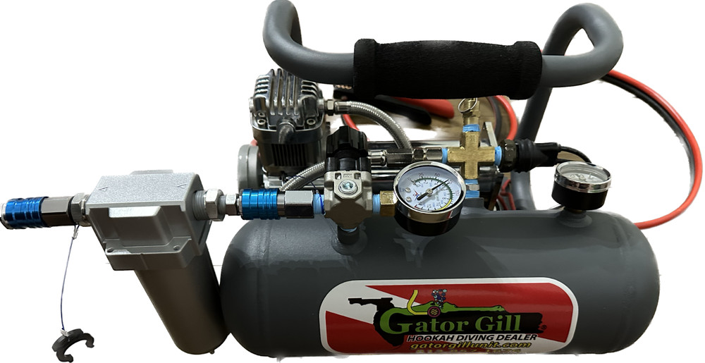 HOOKAH DIVING"GUPPY" 1-gallon compact Dive Compressor 12 volt 2.0 CFMs w/filter.
