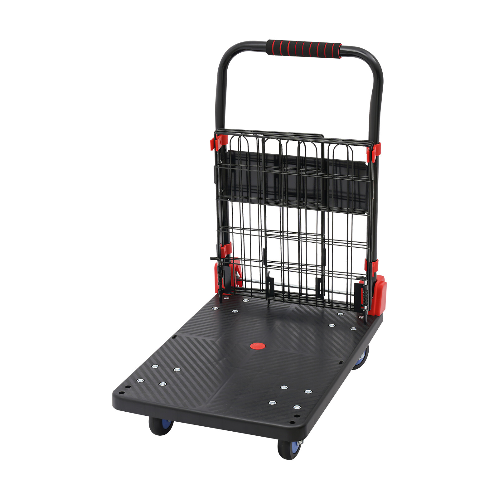 Platform Truck Cart With Cage 2 In 1 Heavy Duty Push Cart Dolly 330lbs Capacity