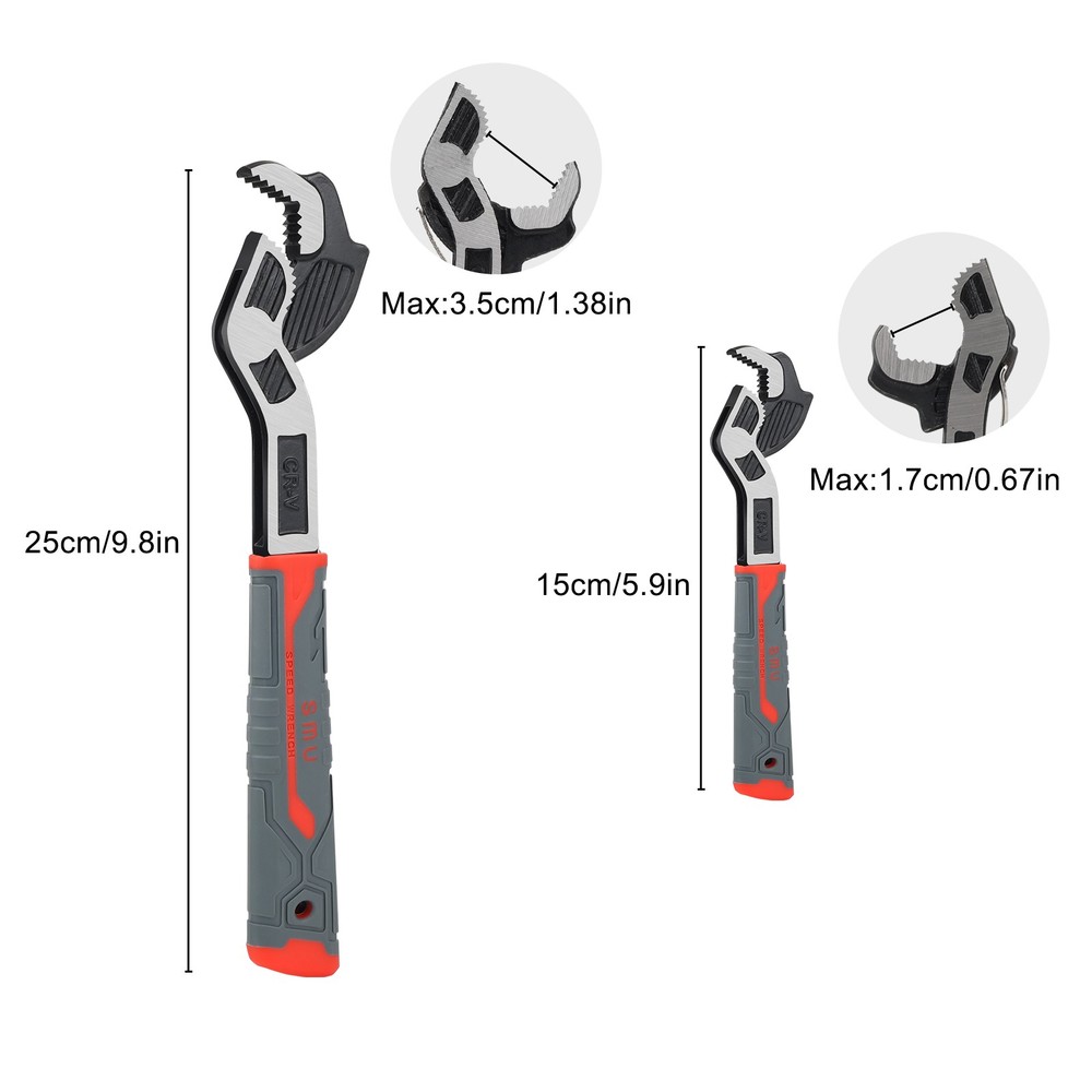2pcs 6" & 10" Multi-function Magic Wrench Set Self-Adjusting Spanner Pipe Wrench
