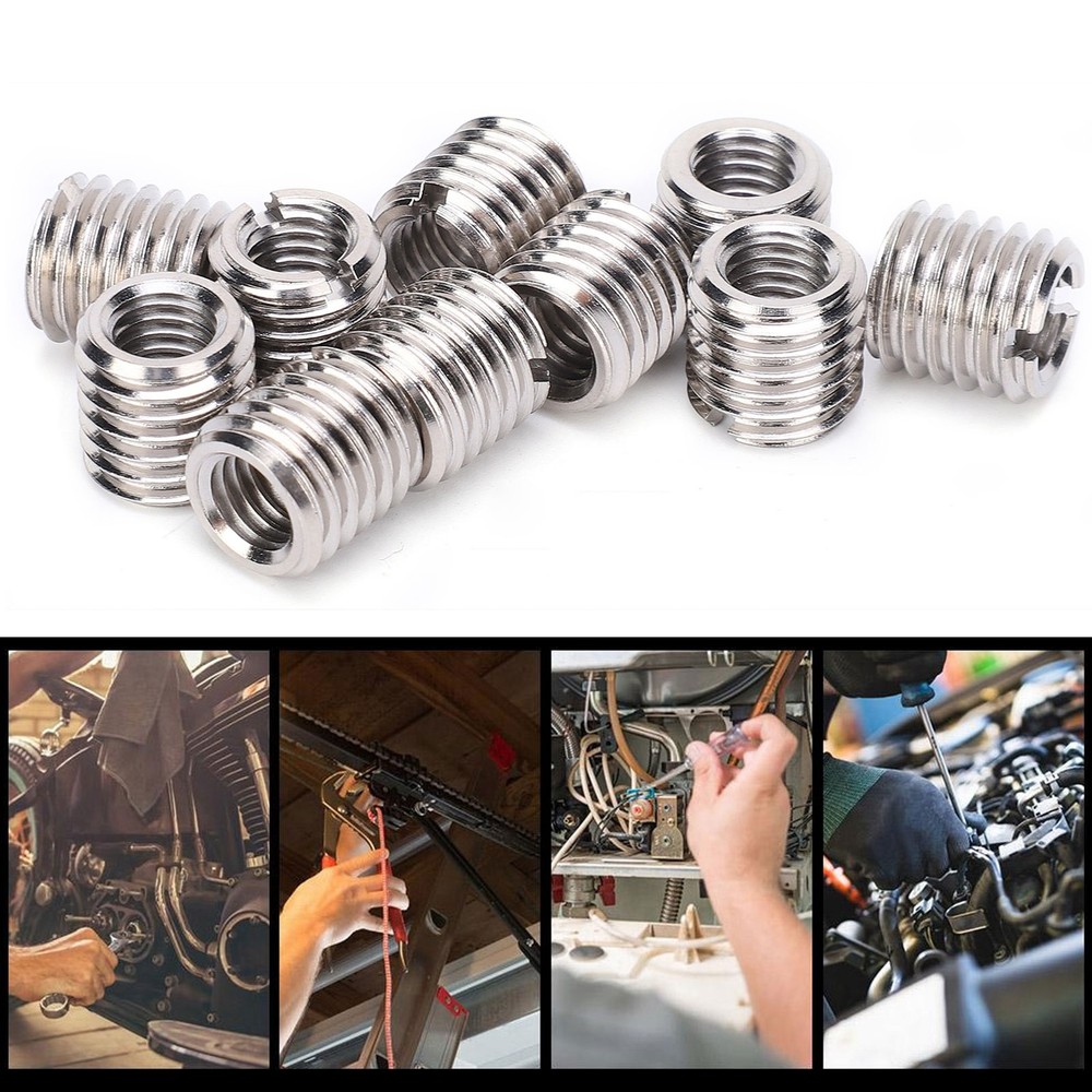 10Pcs Repair Nut Slotted Reducing Thread Bushing Screw Sleeve Conversion New