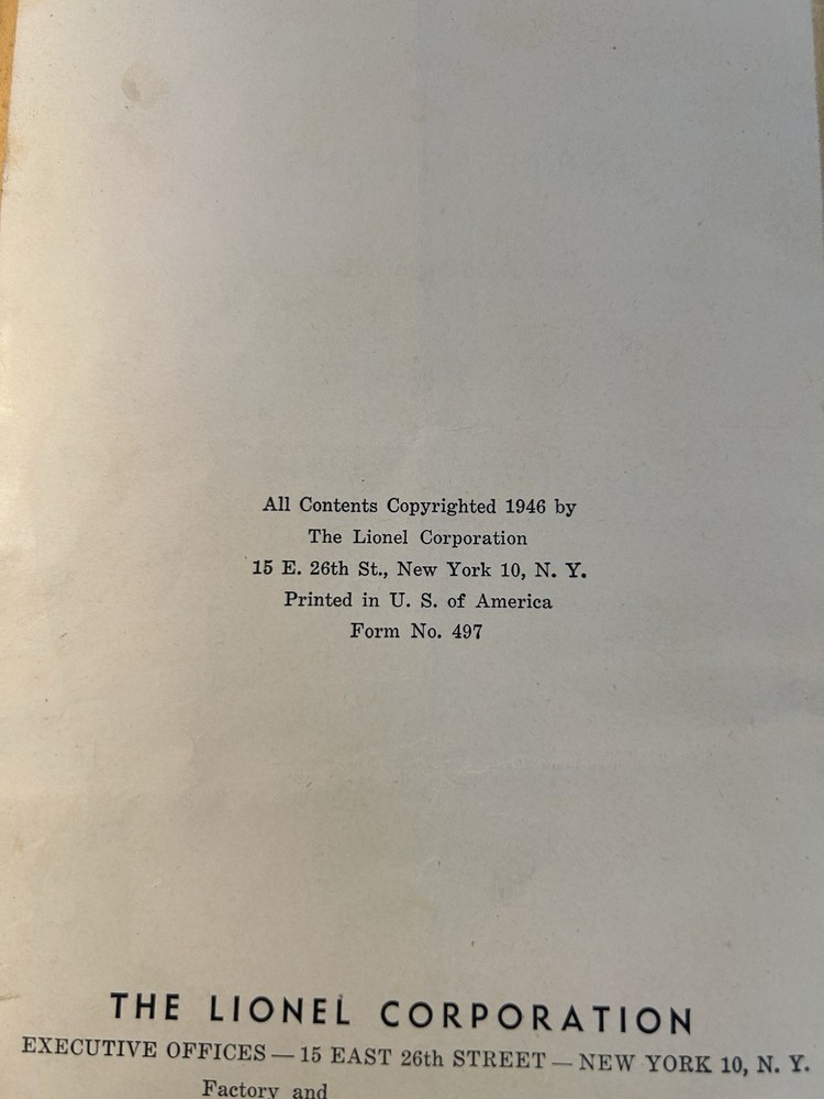 Instructions For Assembling and Operating Lionel Trains - 1946