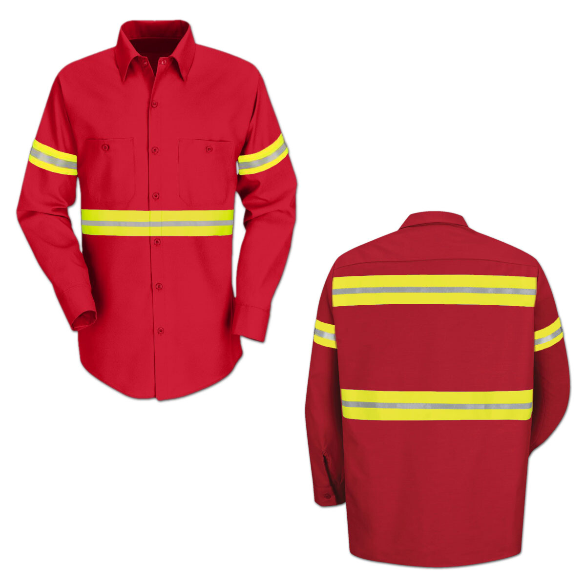 Red Kap Hi Vis Reflective Work Towing Uniform Shirt LS