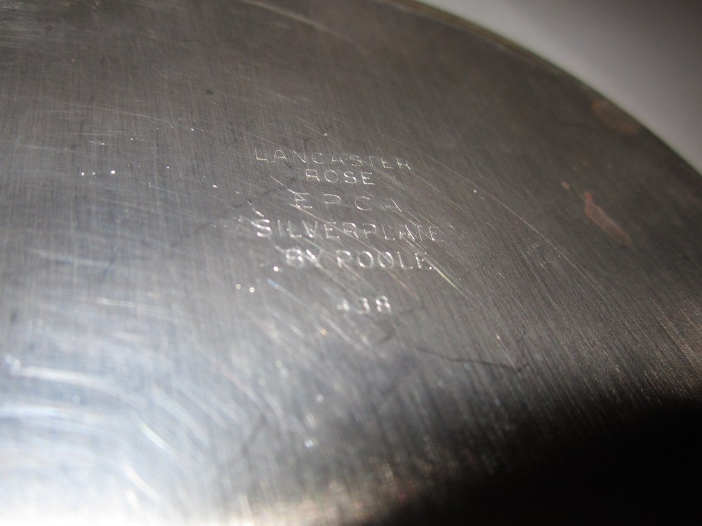 Vintage Lancaster Rose EPCA Silverplate By Poole 438 Patterned Dish 8 Inch