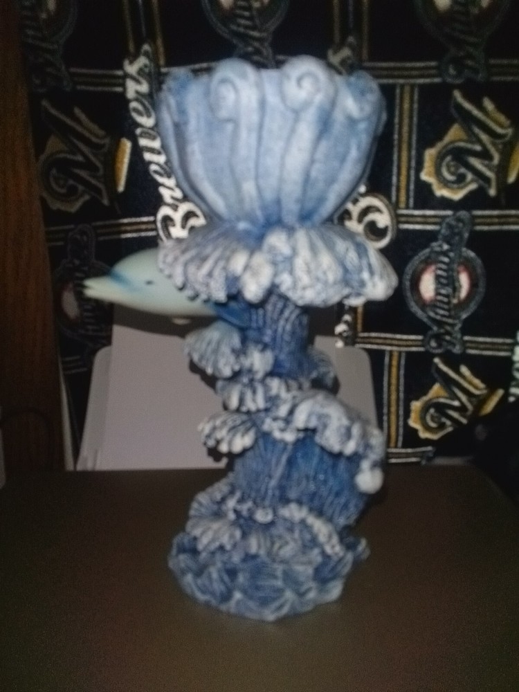 Dolphins candle tall blue resin