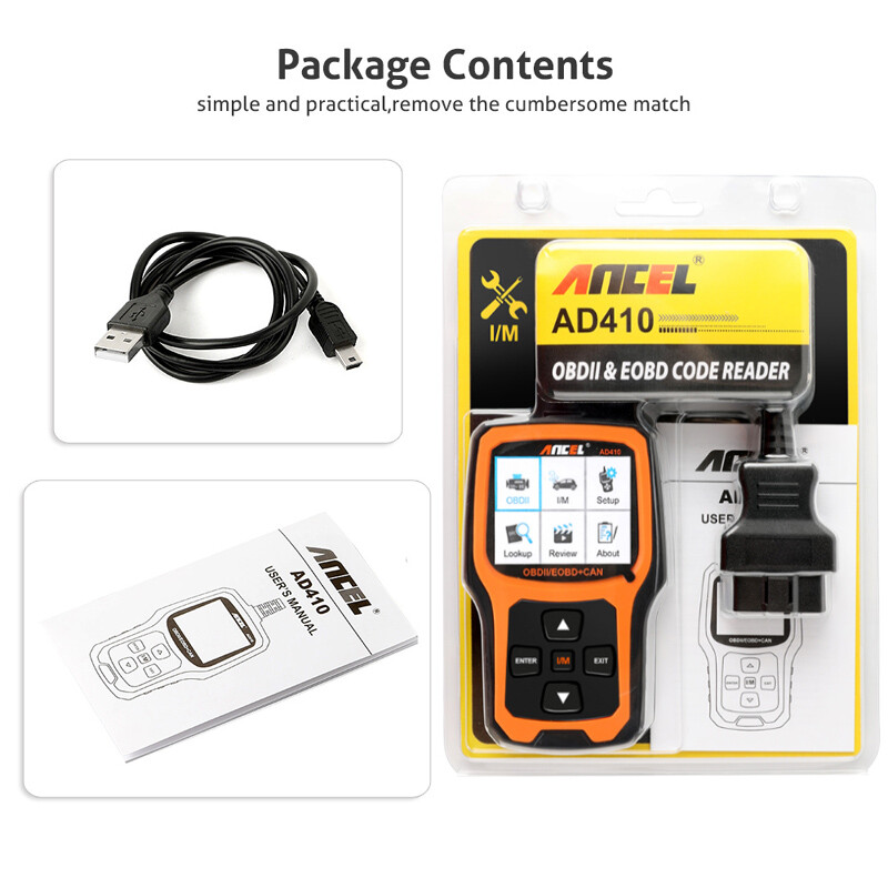 ANCEL AD410 OBD2 Code Reader Car Scanner Turn Engine Light Off Diagnostic Tool