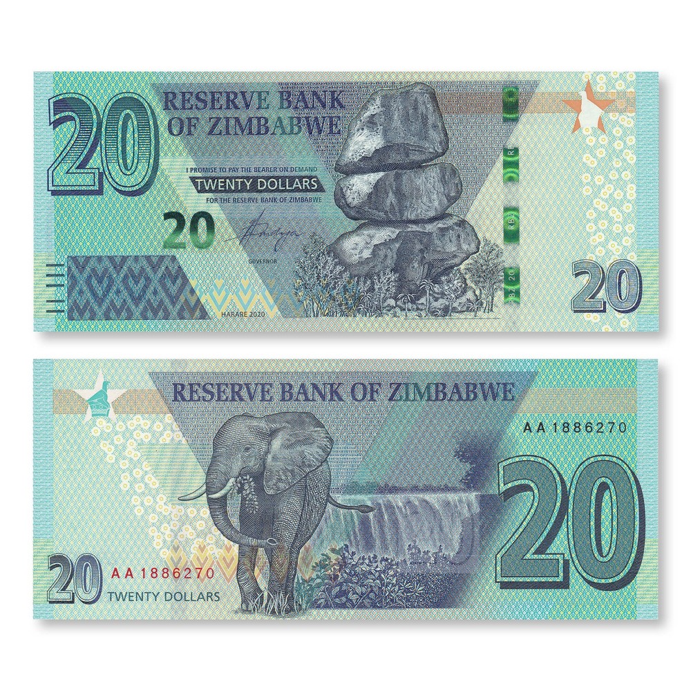 Zimbabwe 20 Dollars, 2020, B195a, UNC
