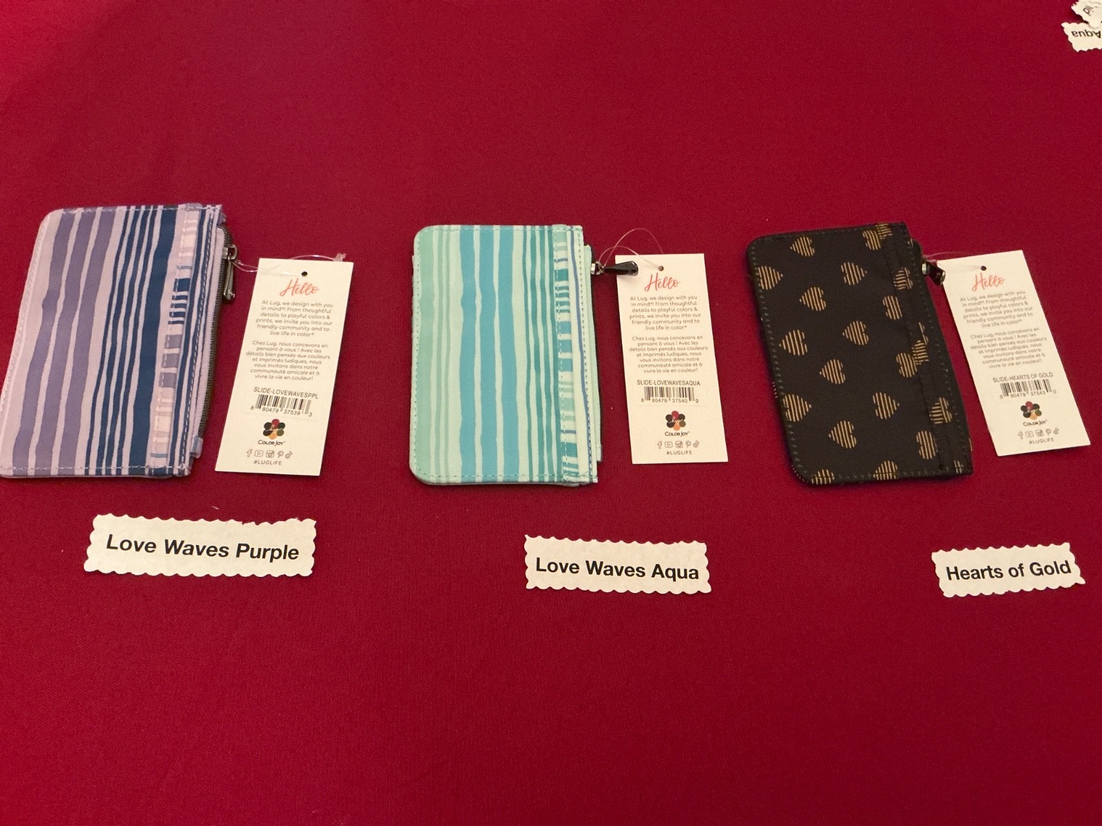 Lug Slide Wallet NWT 3 patterns to choose from