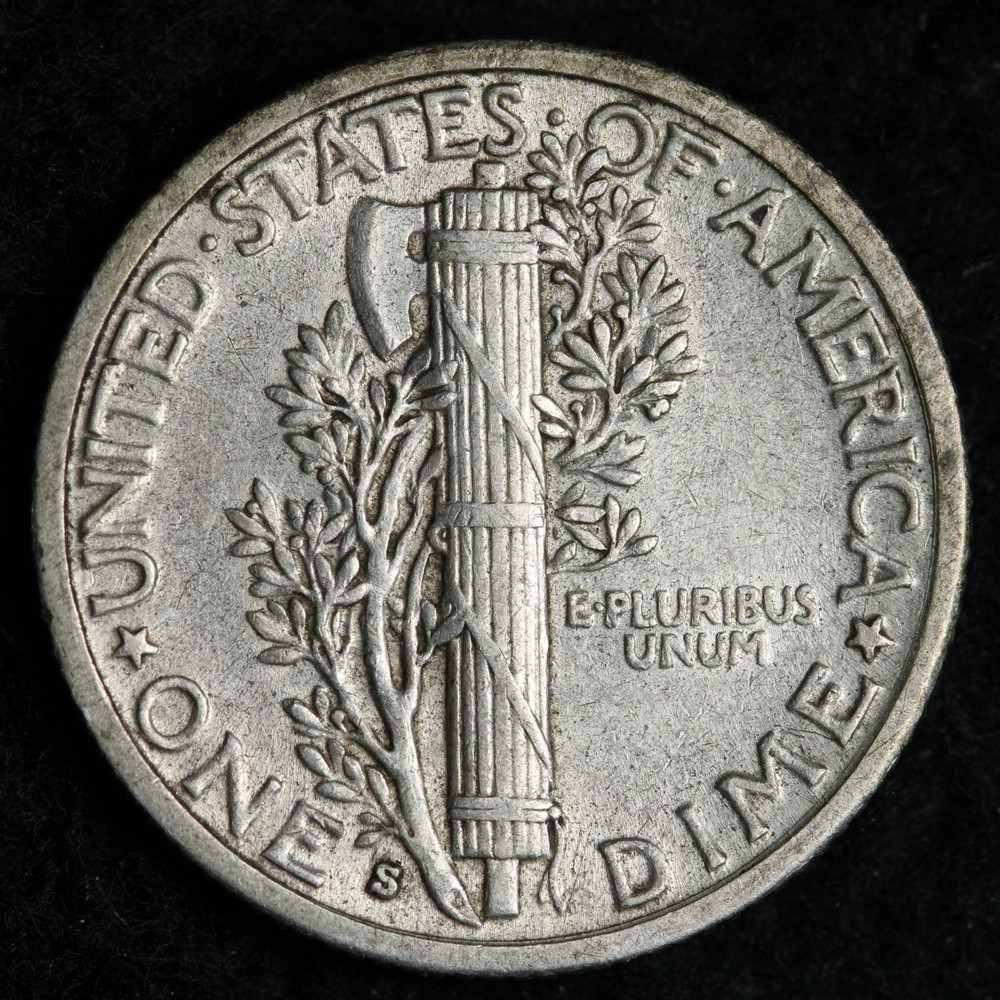 1931-S Mercury Silver Dime AU E162 VWHC