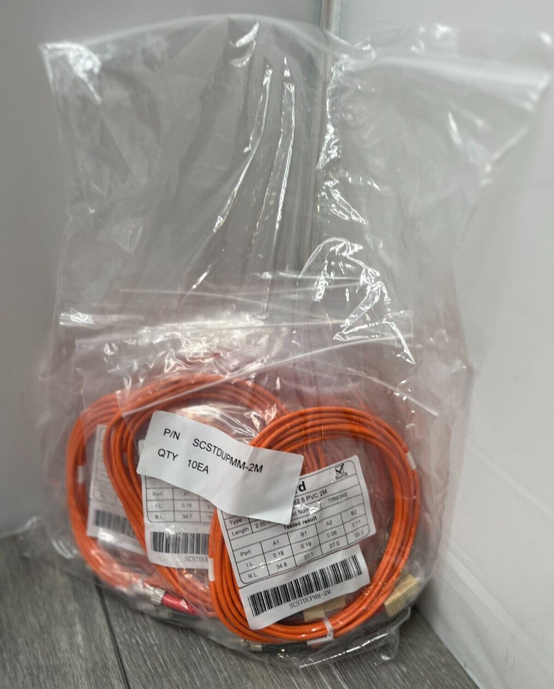 10pk SC/ST Duplex Multimode 62.5 PVC Fiber Patch Cable, Orange 2M each