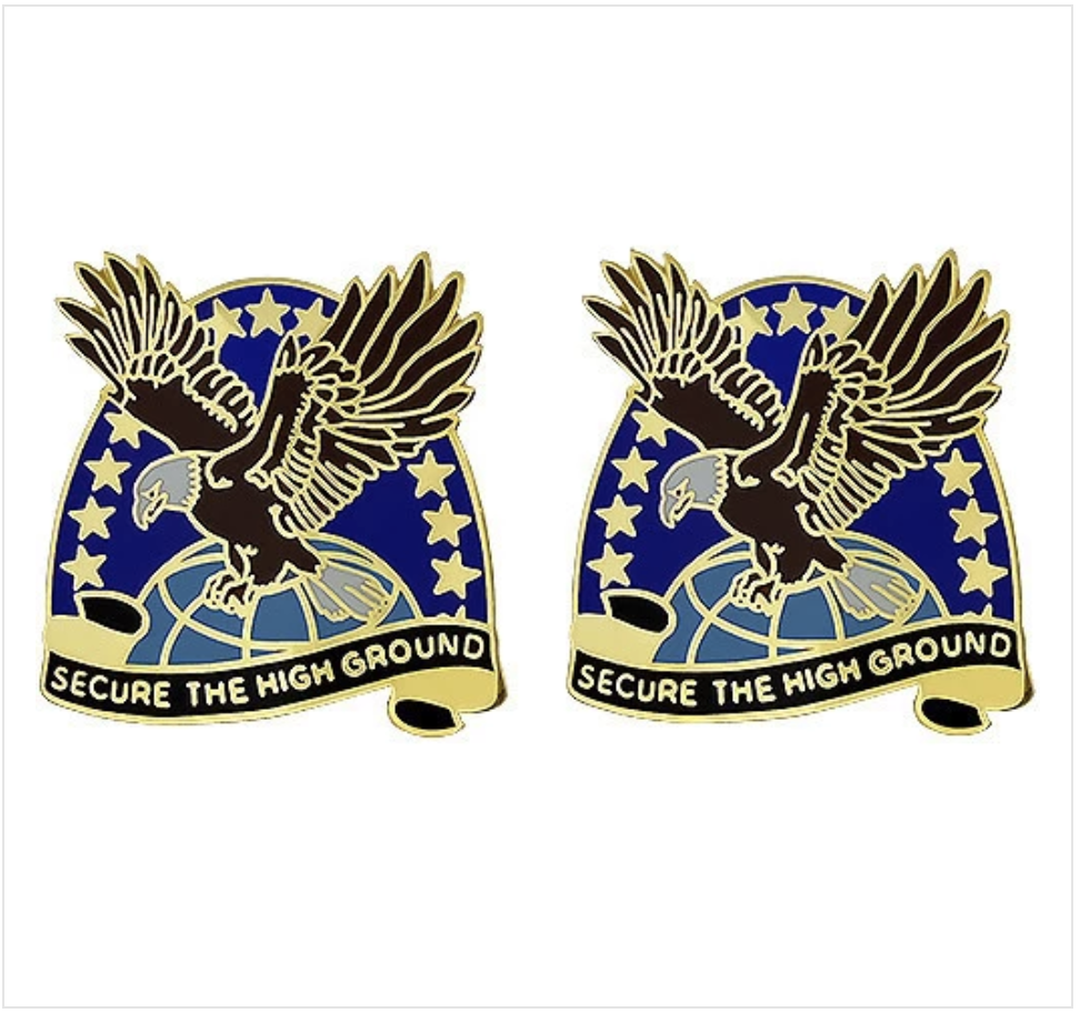 GENUINE U.S. ARMY CREST: SPACE AND MISSILE DEFENSE COMMAND - SECURE THE HIGH GRE