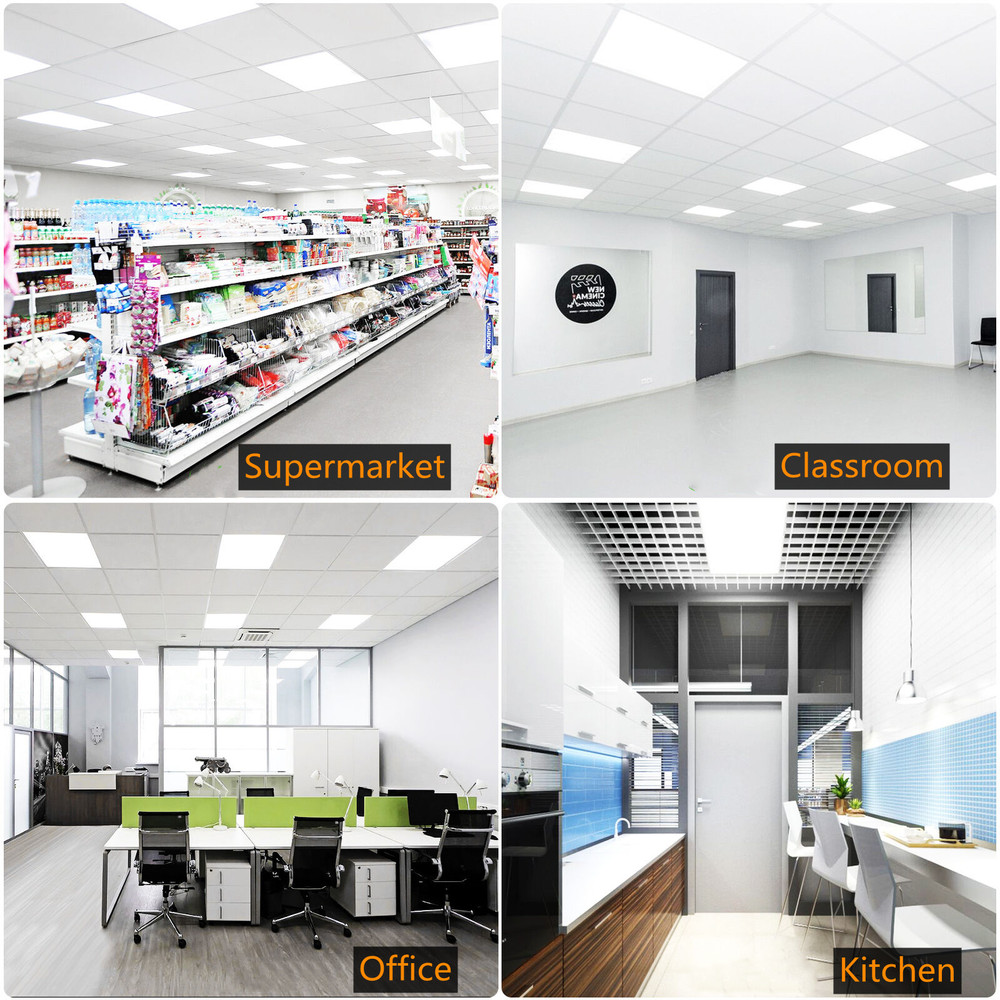 4PC 75W 2x4FT Flat LED Troffer Panel Light LED Drop Ceiling Panel Recessed Light