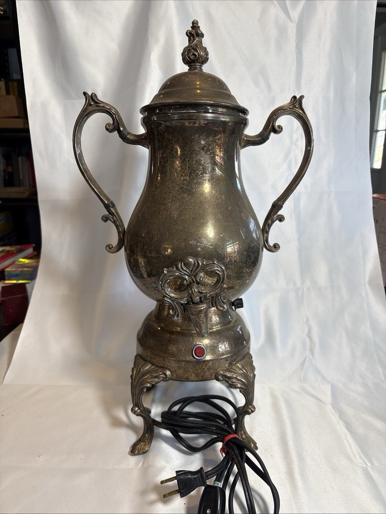 Vintage FB Rogers 5354 Silverplate Electric Coffee Urn Ornate Working