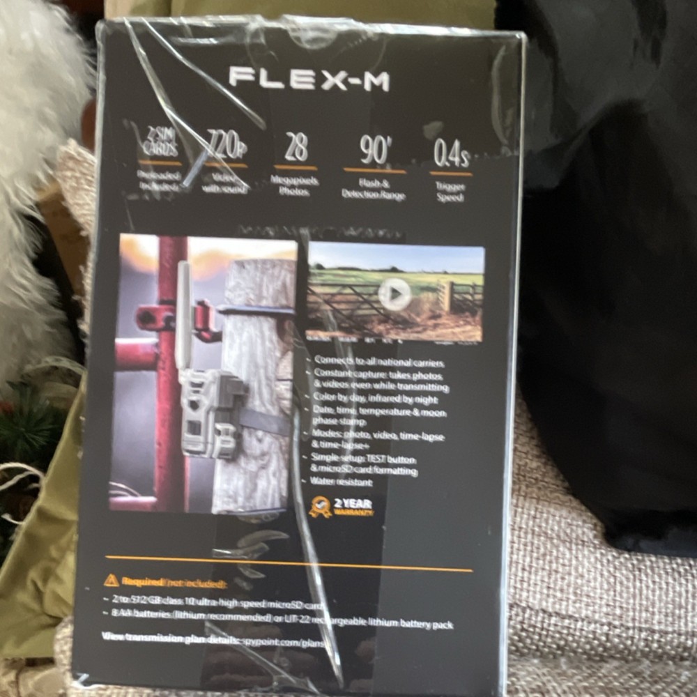 SPYPOINT FLEX-M Cellular Trail Camera 28MP 720p 90ft Detection Range