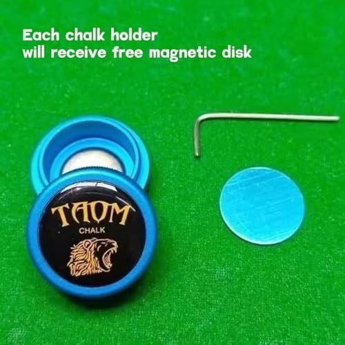 Round Magnetic Pool Chalk Holder - Mini Billiards Accessory Case & Tip Container