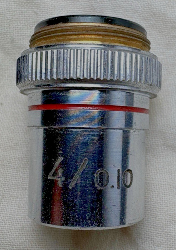 Unbranded Replacement Microscope Objective Magnification Lens 4/0.10 Used