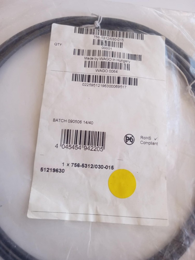 WAGO 756-5312/030-015 Sensor/Actuator cable; M12A plug; angled; 3-pole;