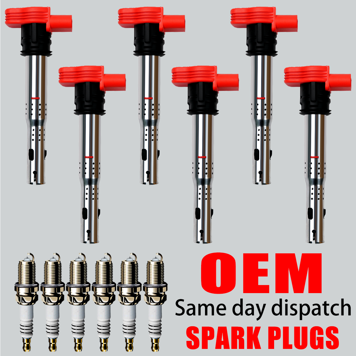 6X OEM Ignition Coil & 6X Iridium Spark Plug for Audi A4 A6 A7 Q5 Q7 S4 S5 UF529