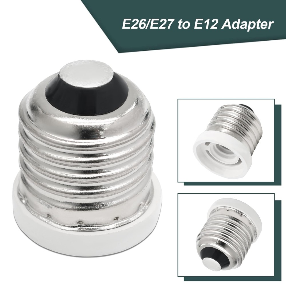 12 Pack E26 to E12 Adapter Converter, Medium to Candelabra Screw Bulb Socket ...