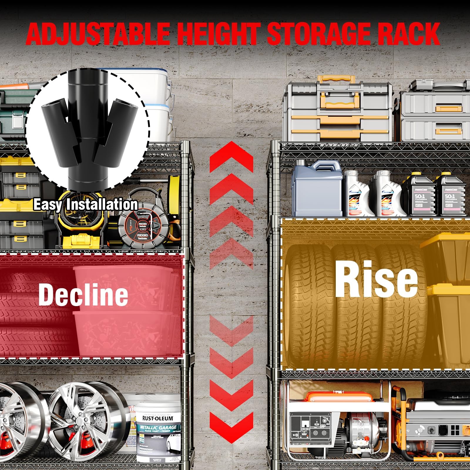 72"x59"x18" 4 Tier Adjustable Wire Metal Shelving Heavy-Duty Storage Unit 2640Lb