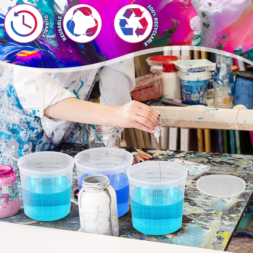 60 Clear 5 Quart Disposable Paint Mixing Cups for Resin & Epoxy Projects