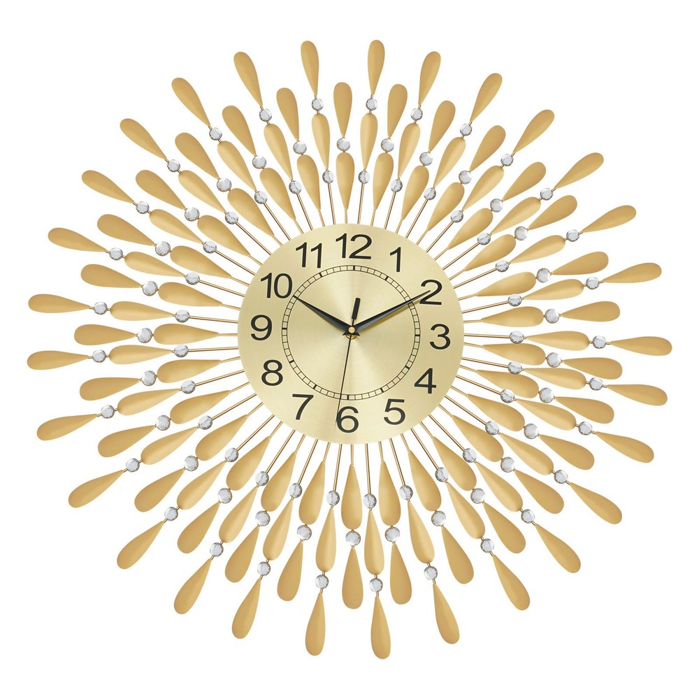 Large Wall Clock Gold Silent Wall Clock Retro Crystal Clock Wall-Mounted Decor