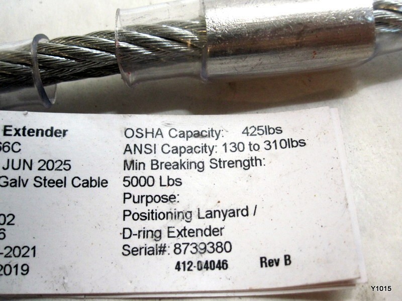 8366C 18" Cable Dorsal D-ring Extender with Steel Snap Hook