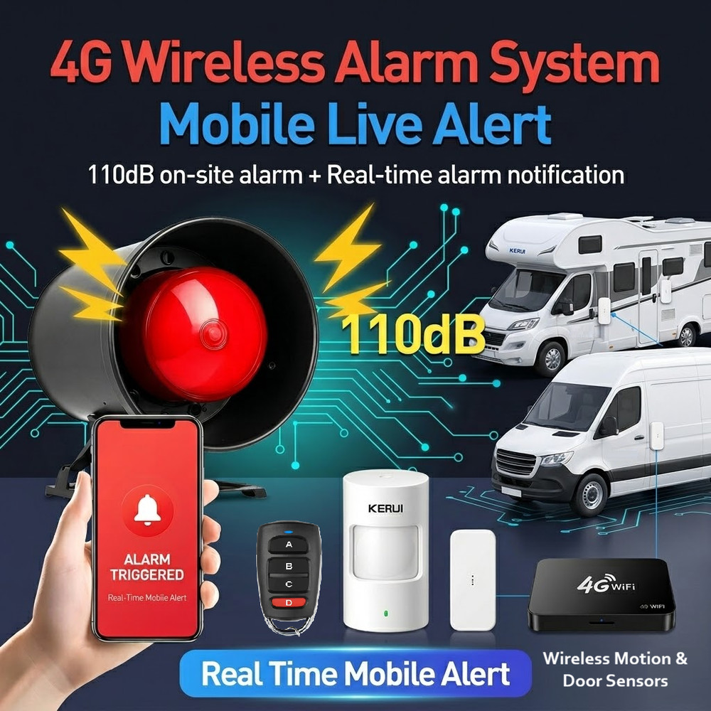 RV-Camper-Van-Car Alarm Security System Wireless Motion Sensor Mobile Live Alert