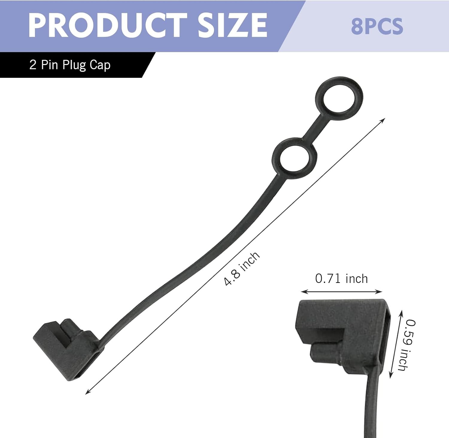 8PCS 2 SAE Pin Plug Cap, Waterproof Protection Plug Replacement Dust-Proof Weath