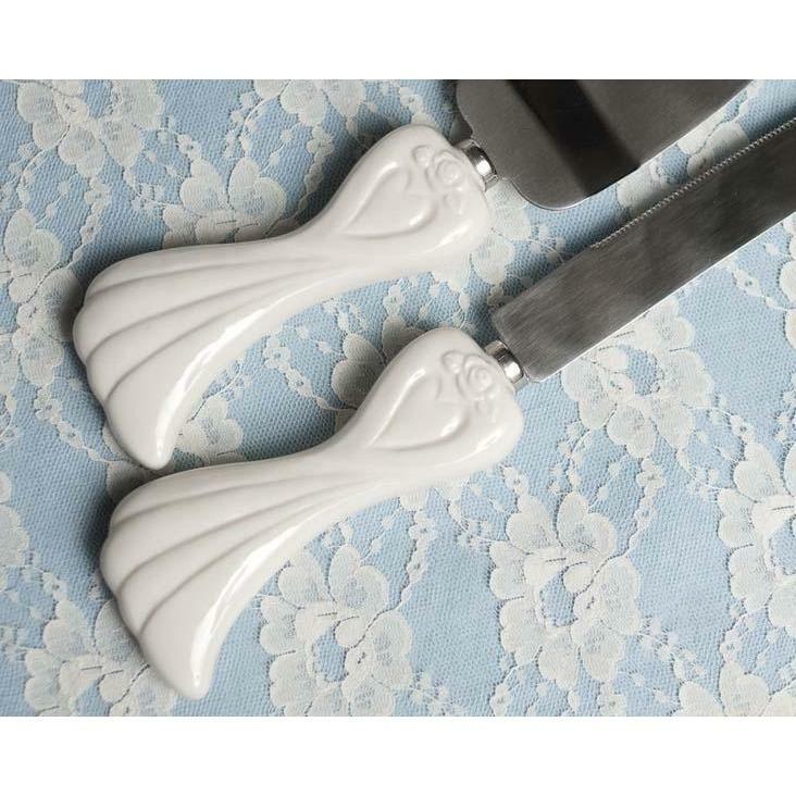 Porcelain Stylized Heart Wedding Cake Server Set