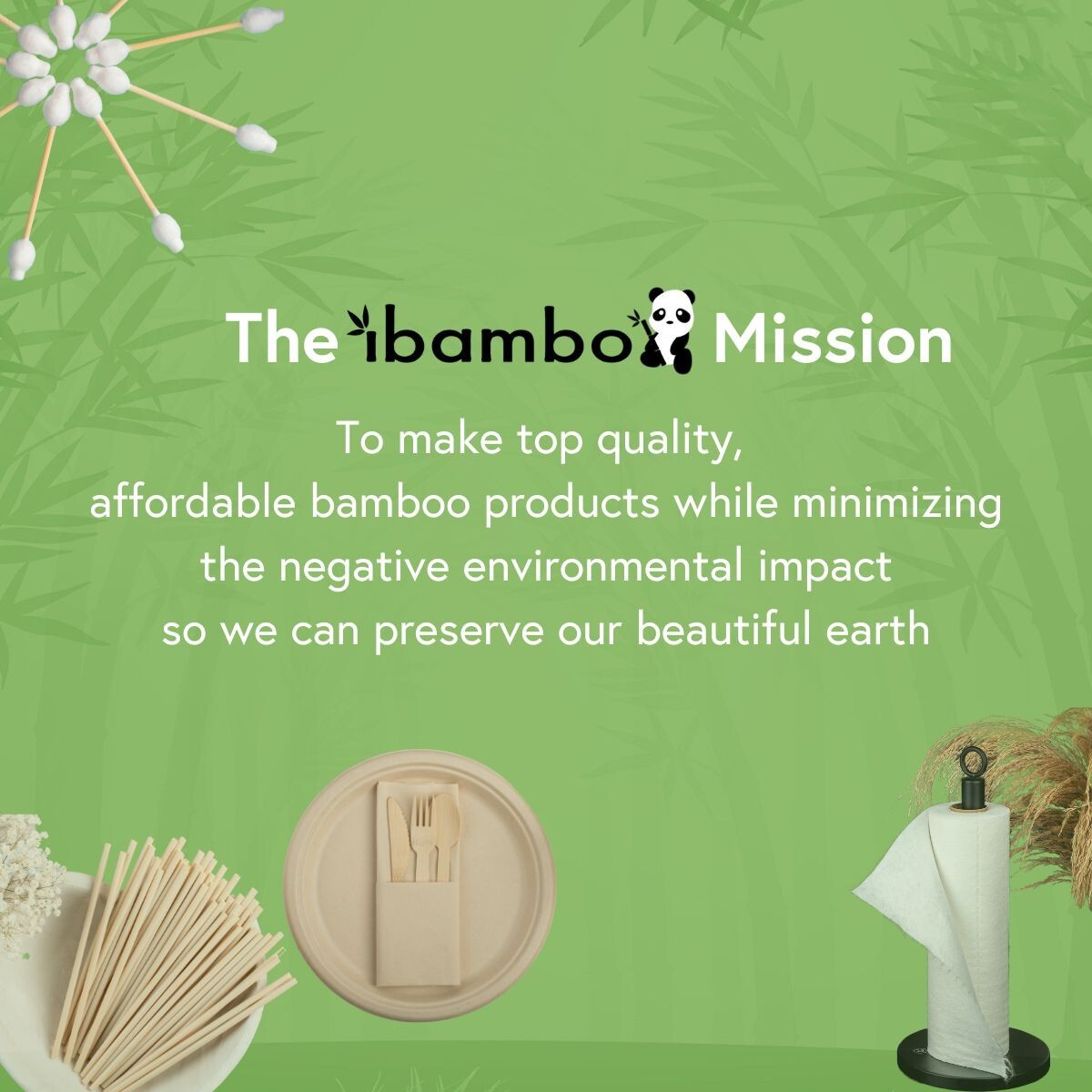 Ibambo Bamboo Cotton Swabs - 500 Pack, for Beauty & Personal Care