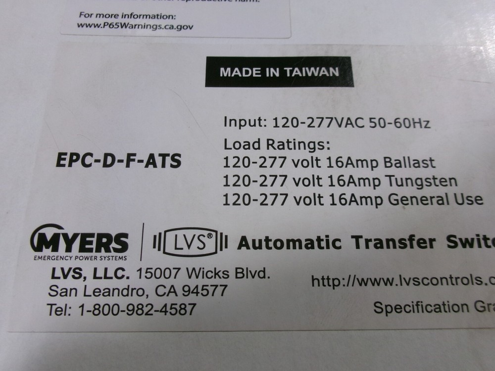 NEW MYERS EPC-D-F-ATS AUTOMATIC TRANSFER SWITCH