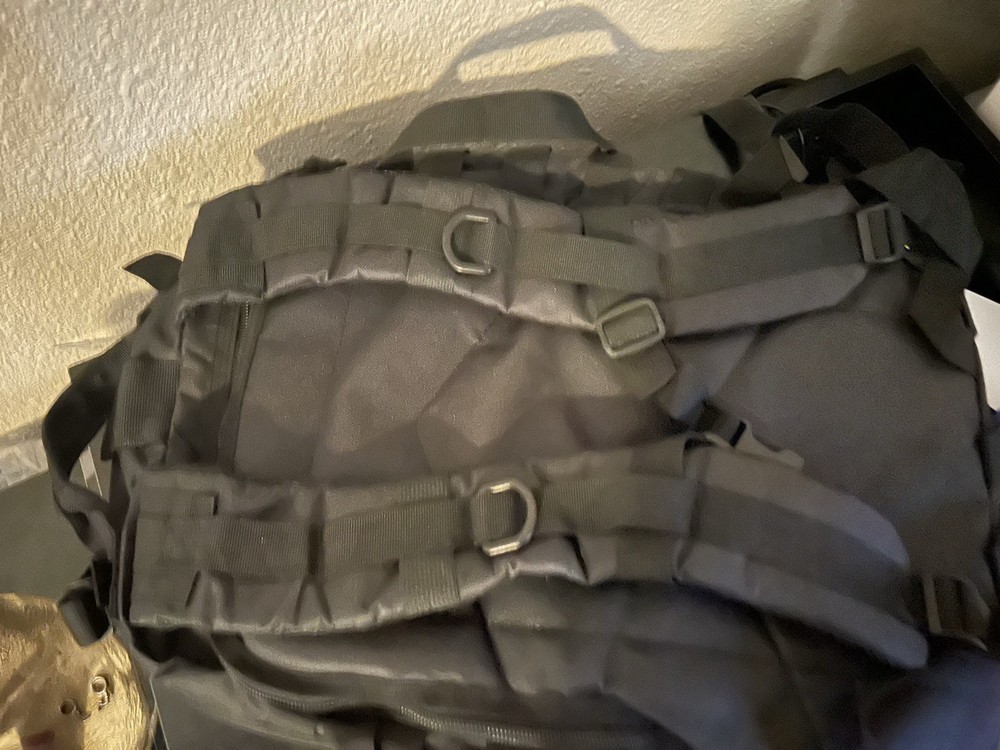 Black Tactical Backpack with MOLLE Webbing, Compression Straps, Zip Closure