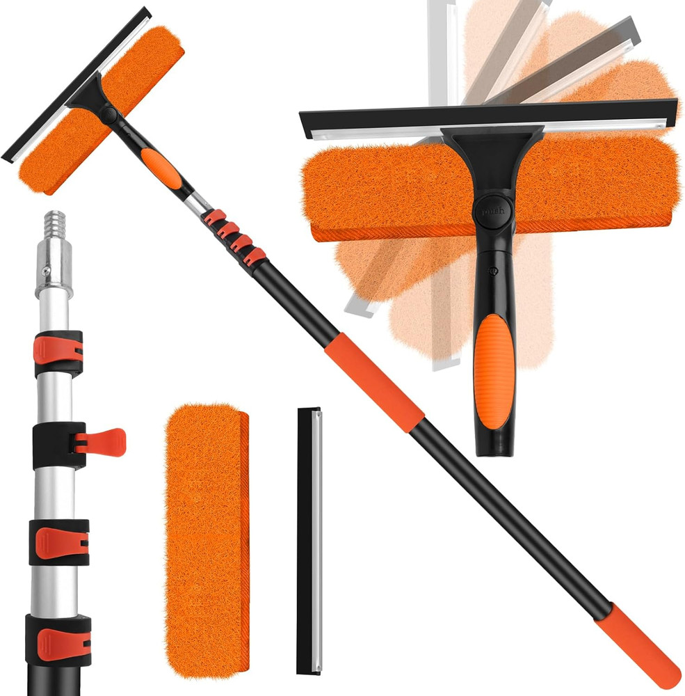 26FT High Window Cleaning Kit with Pole,2 in 1 Window Squeegee,5-20Ft Profession