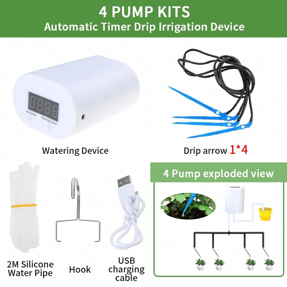 Automatic Drip Irrigation System With 4 8 12 Pump Kits Timer Watering Device