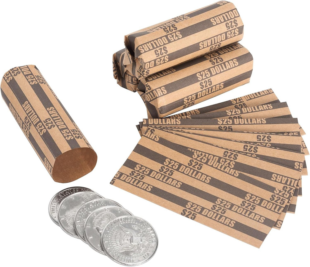 Dollar Coin Wrappers Flat Rolls - Holds $25 - 110 Count