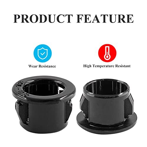 50 Pcs Black Snap Bushing Mounting Diameter, Plastic Snap Bushing for 1/2"