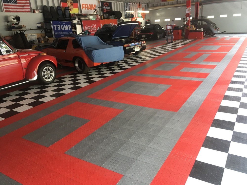 BLUE - 50 interlocking garage floor tiles Diamond Plate Clearance Basement Deck