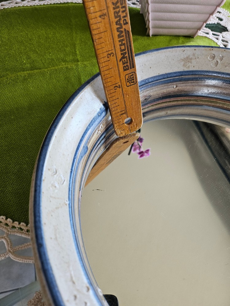 Round Pottery Boho Wall Mirror Tray Rare