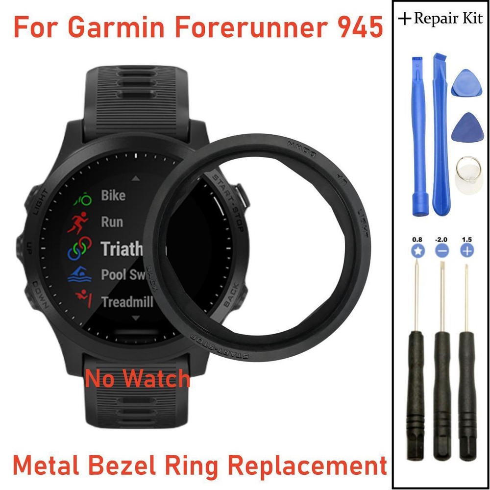 For Garmin Forerunner 945 GPS Watch Bezel Ring Metal Frame Cover Case Replace