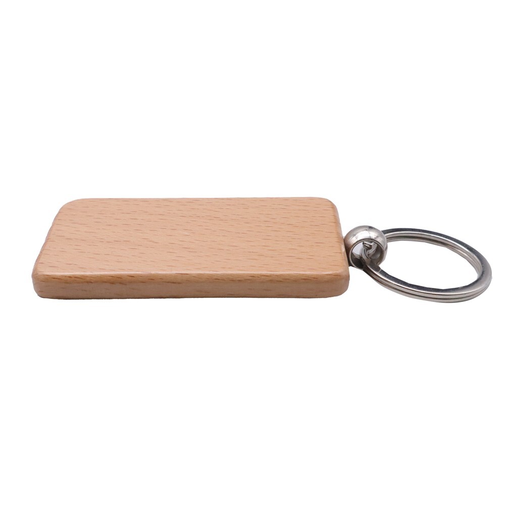 10pcs Rectangle Wood Keychain Engraving Blank Diy Tags Wood Accessories Gifts