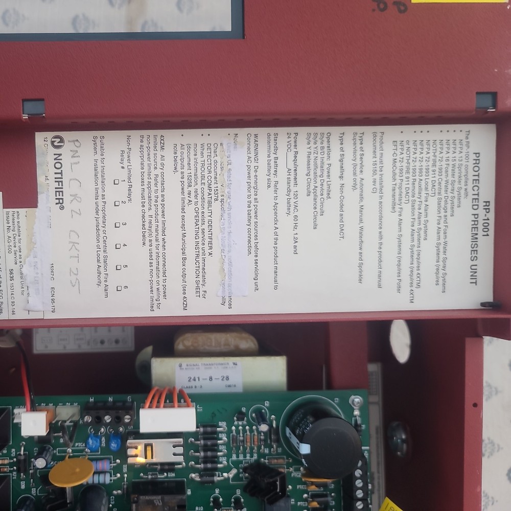 NOTIFIER RP-1001 PREACTION FIRE ALARM CONTROL PANEL